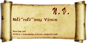 Nánássy Vince névjegykártya
