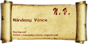 Nánássy Vince névjegykártya